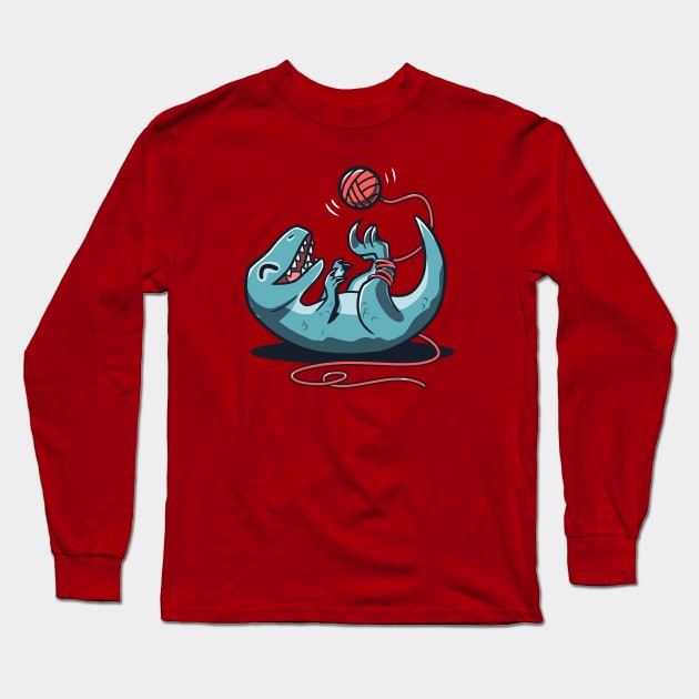 raptor with ball of yarn Long Sleeve T-Shirt by CloudyStars